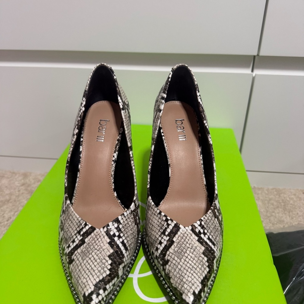 Bar III Snakeskin Heels - Black and White